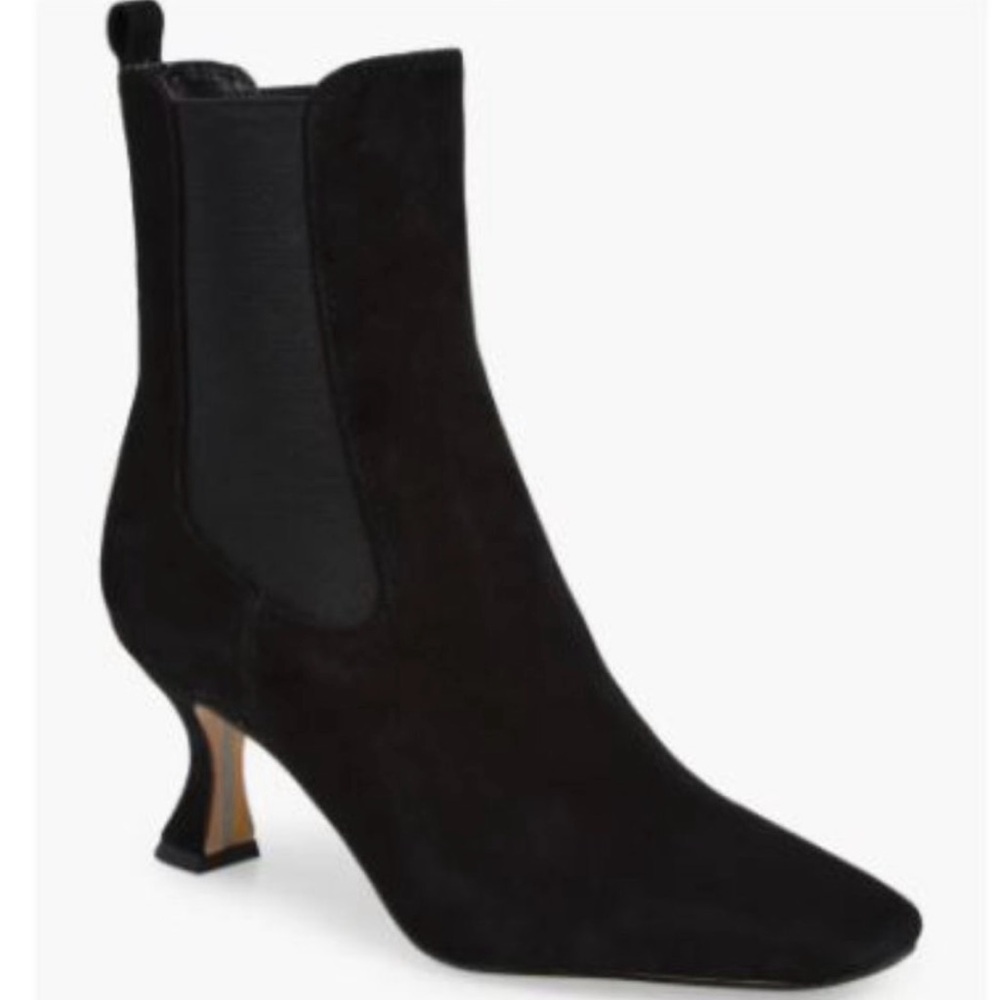 Sam Edelman Lani Square Toe Chelsea Boots Black Suede Size 8